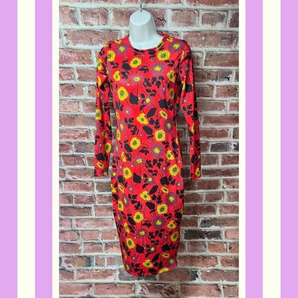 Women's ZARA Floral Long Sleeves Bodycon Dress Size 8‎ Medium